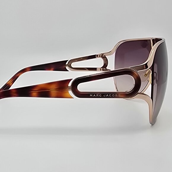 Marc Jacobs MJ106/S Gold Havana Frame Brown Gradient Lens Shield Sunglasses main image 9